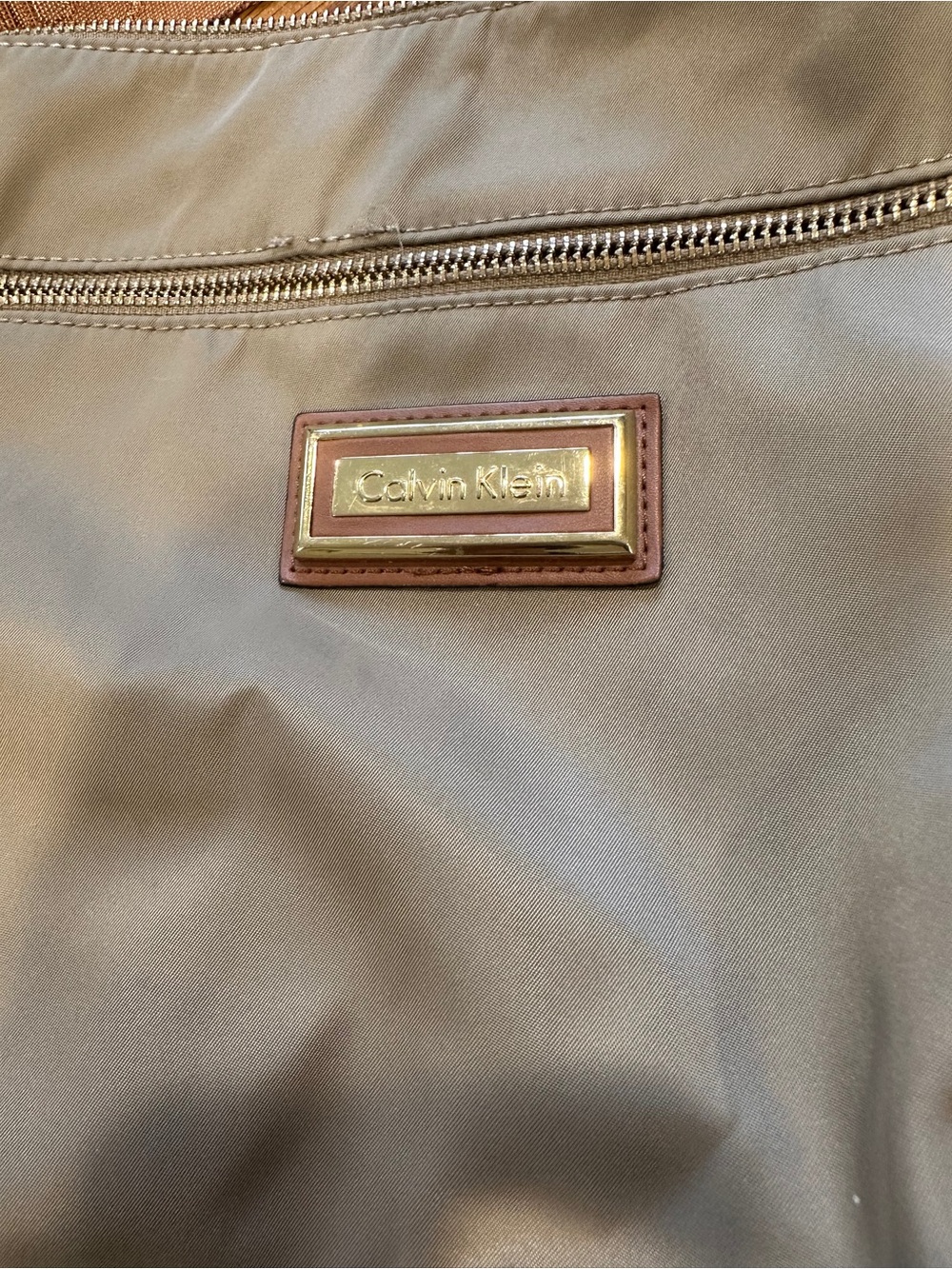 Calvin Klein Taupe Nylon Crossbody with Brown Strap - Picture 5 of 7